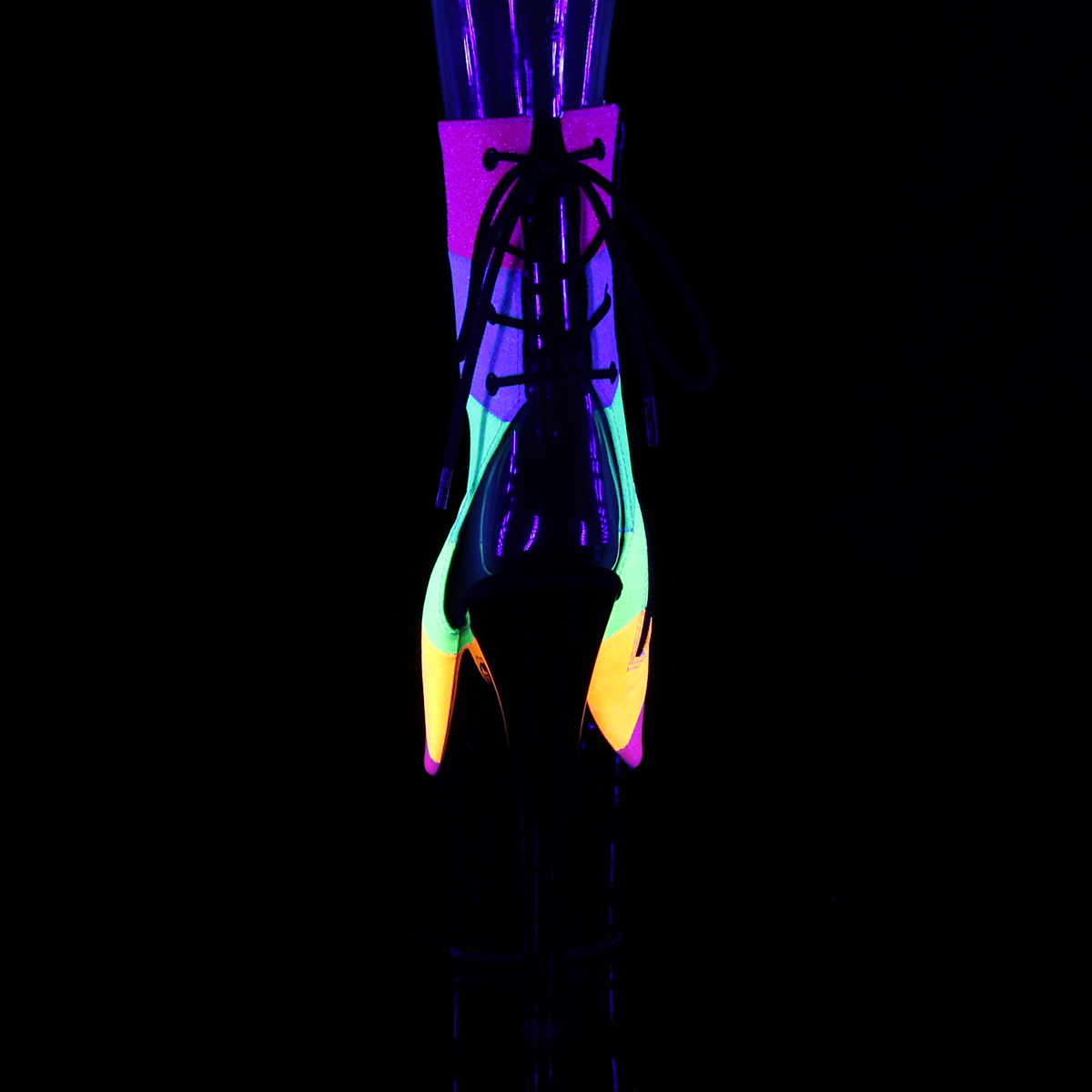 Pleaser Adore-1018RBG RBOWG/B - Wielokolorowe botki z odkrytymi palcami na wysokiej platformie