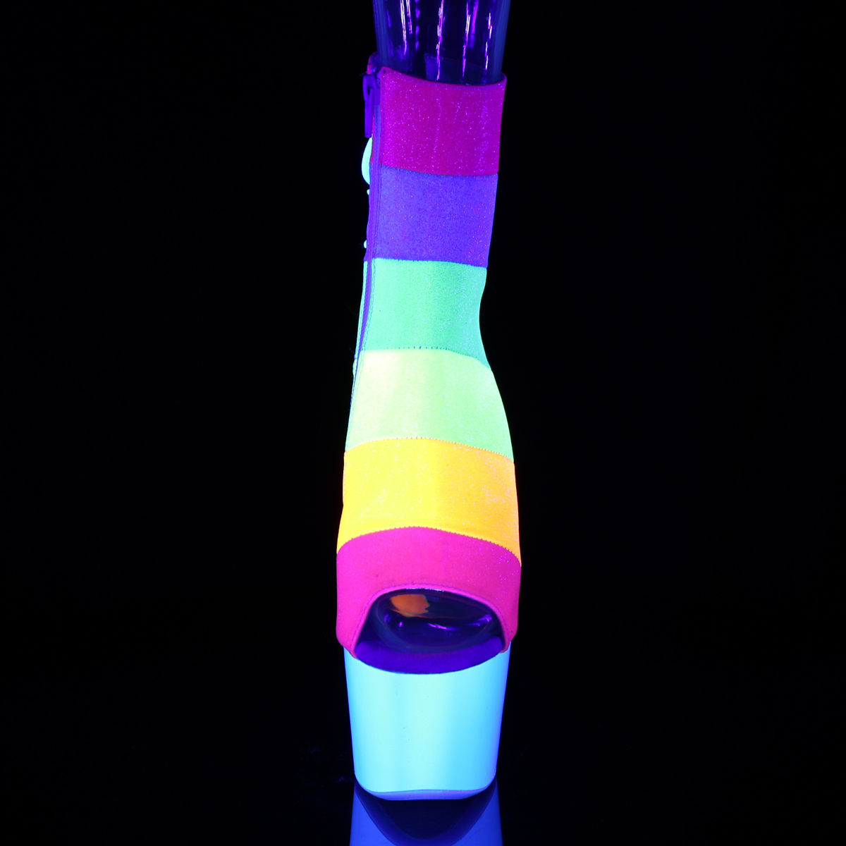 Pleaser Adore-1018RBG RBOWG/NW - Wielokolorowe botki z odkrytymi palcami na wysokiej platformie