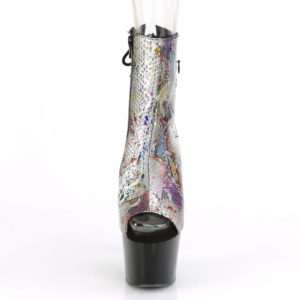 Pleaser Adore-1018SP MCSP/B - Wzór zwierzęcy botki z odkrytymi palcami na wysokiej platformie