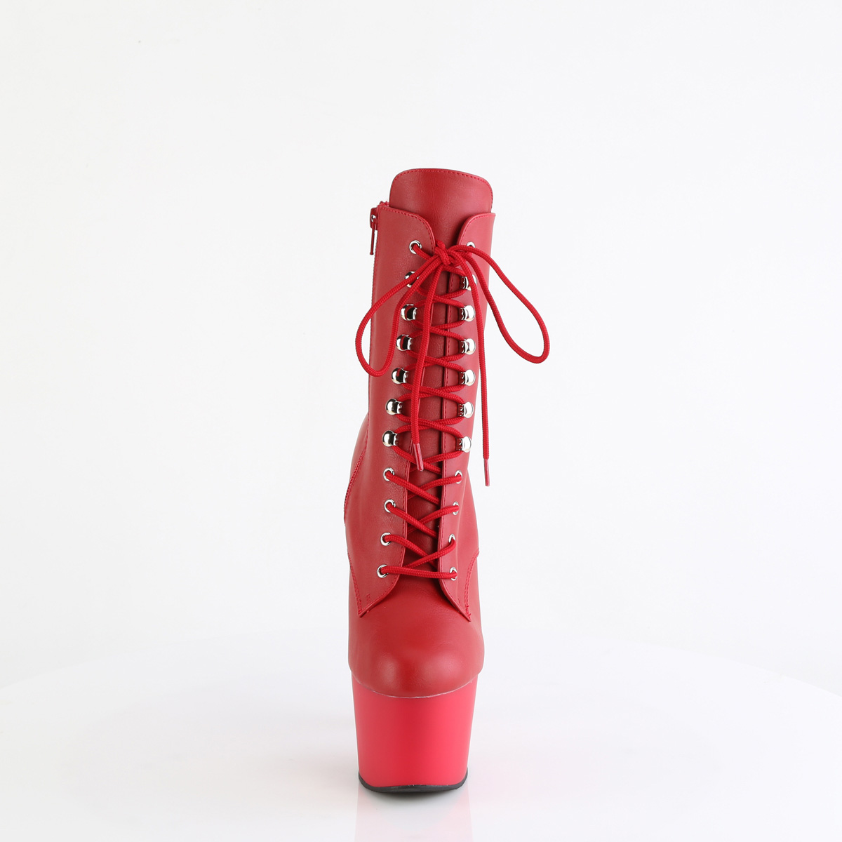 Pleaser Adore-1020 RPU/M - Czerwone buty za kostkę na wysokiej platformie