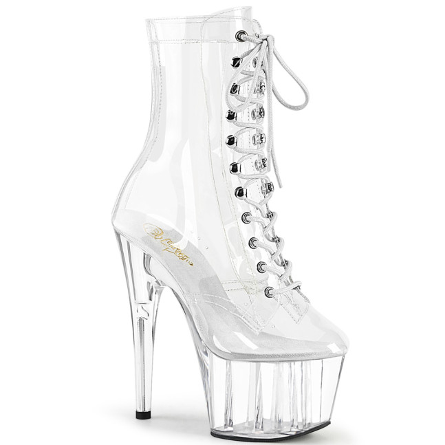 Pleaser Adore-1020C C/M - Przezroczyste buty za kostkę na wysokiej platformie