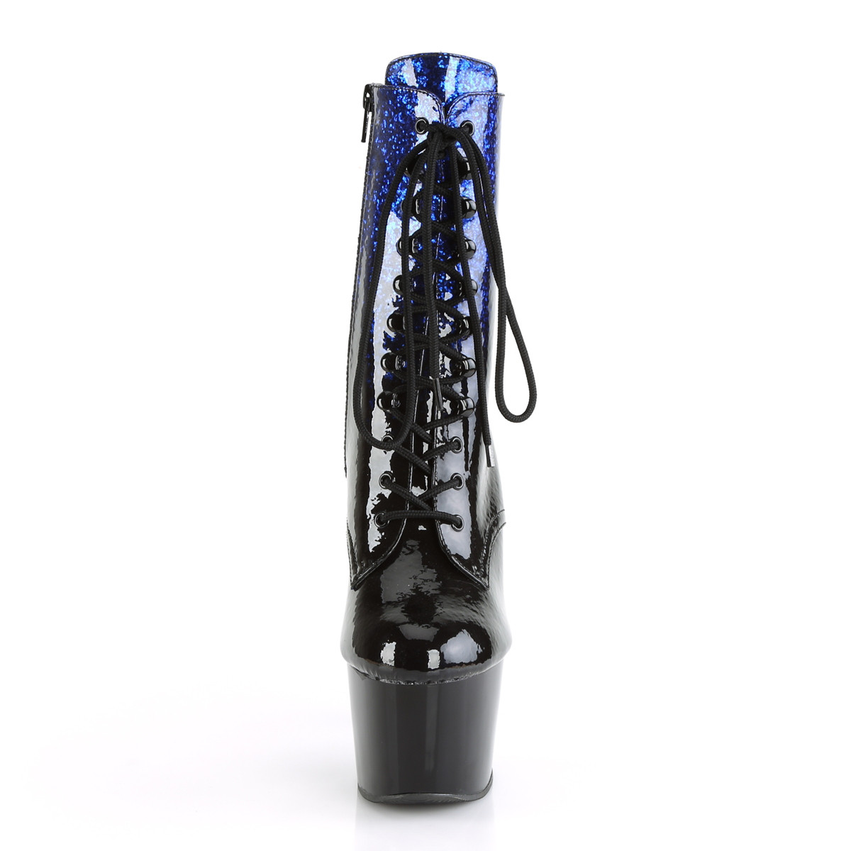 Pleaser Adore-1020OMB BLU-BPT/B - Błyszczące niebieskie buty za kostkę na wysokiej platformie