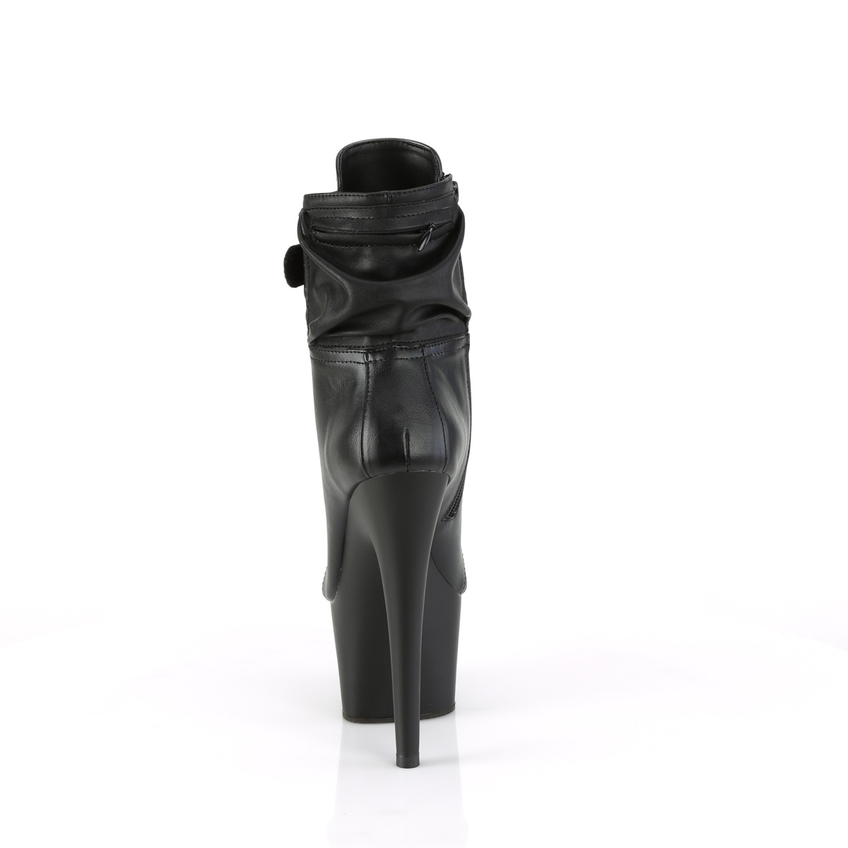 Pleaser Adore-1020POUCH BPU/M - Czarne buty za kostkę na wysokiej platformie