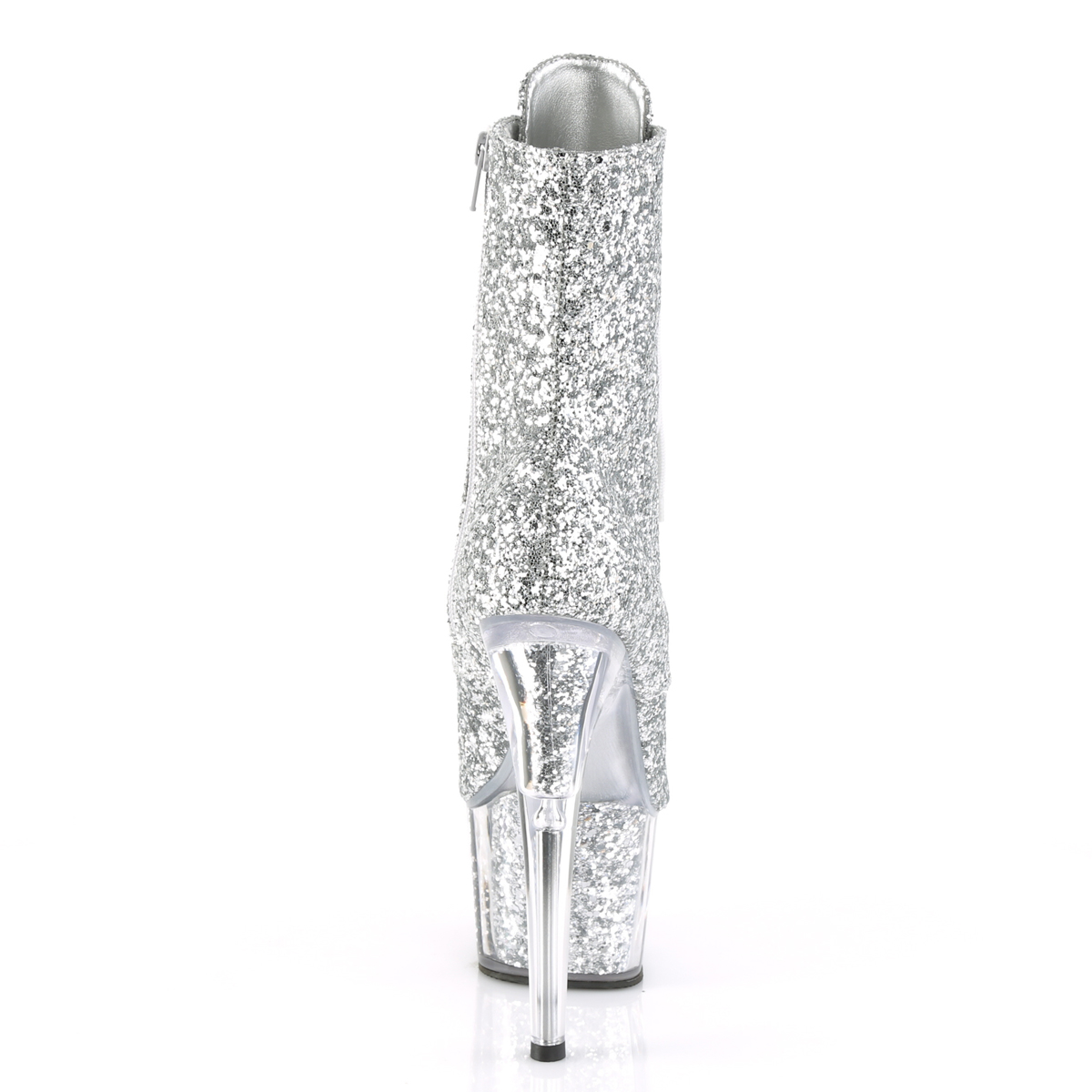 Pleaser Adore-1021G SG/M - Srebrne buty za kostkę na wysokiej platformie