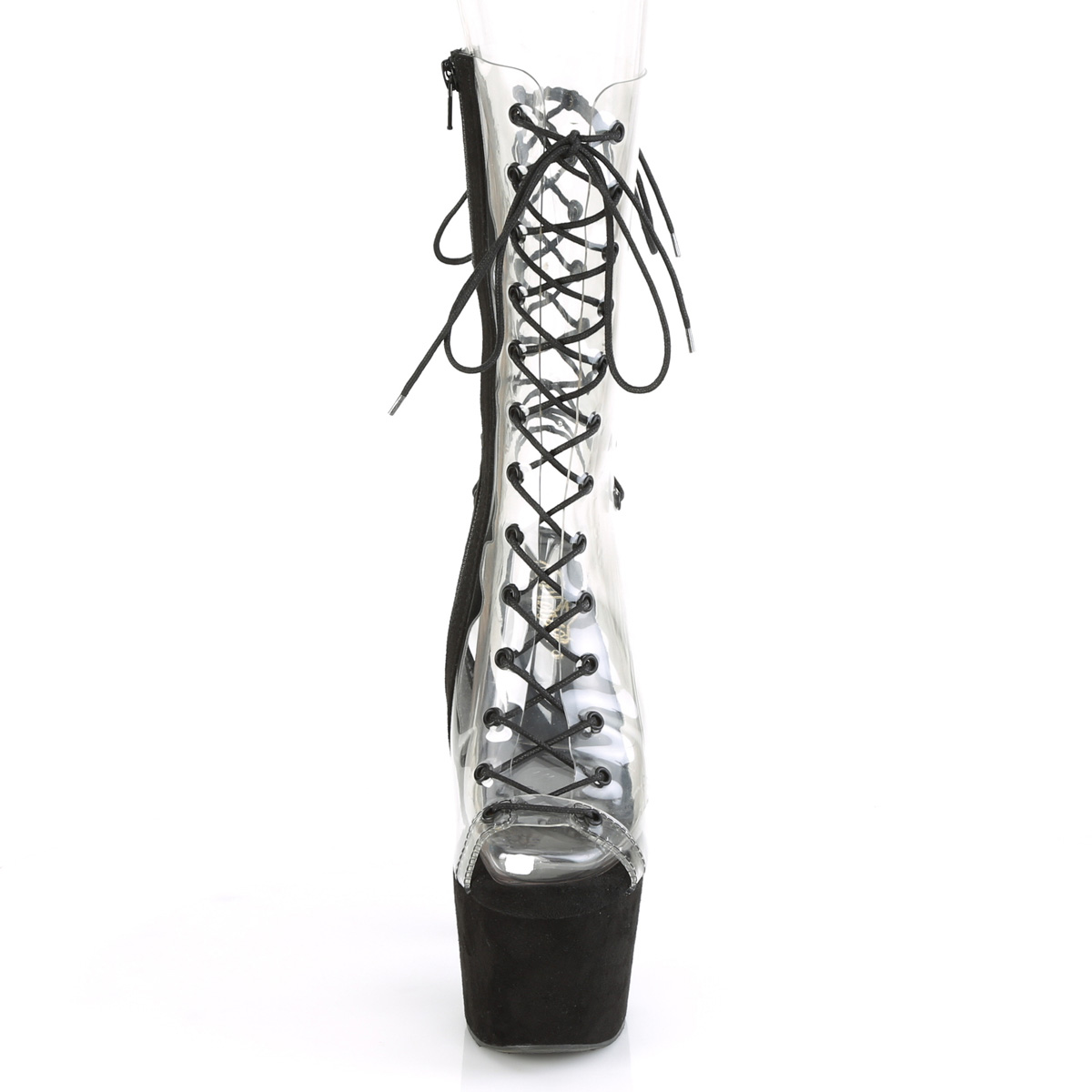 Pleaser Adore-700-60FS C/BFS - Przezroczyste botki z odkrytymi palcami na wysokiej platformie