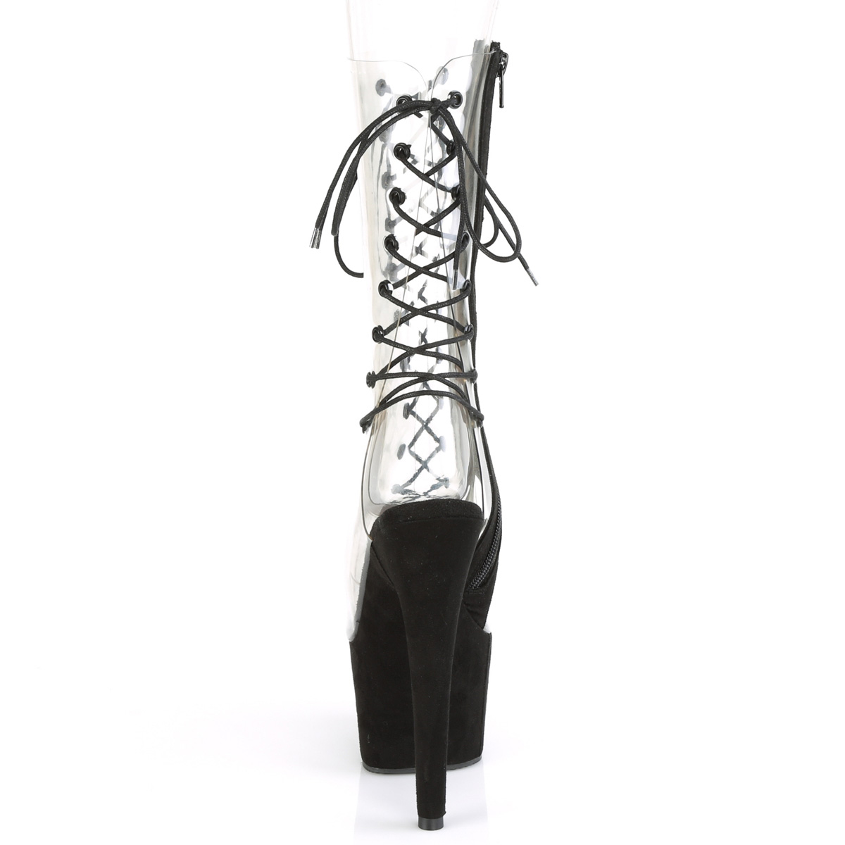 Pleaser Adore-700-60FS C/BFS - Przezroczyste botki z odkrytymi palcami na wysokiej platformie