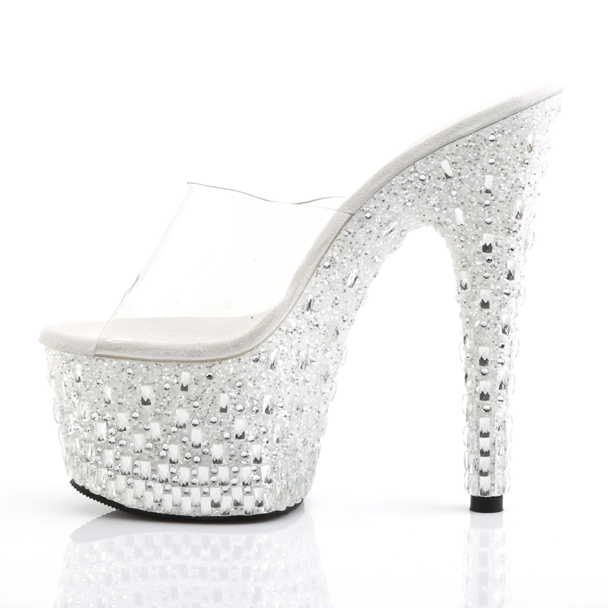 Pleaser Adore-701MR-5 C/W-S - Przezroczyste sandały na wysokiej platformie