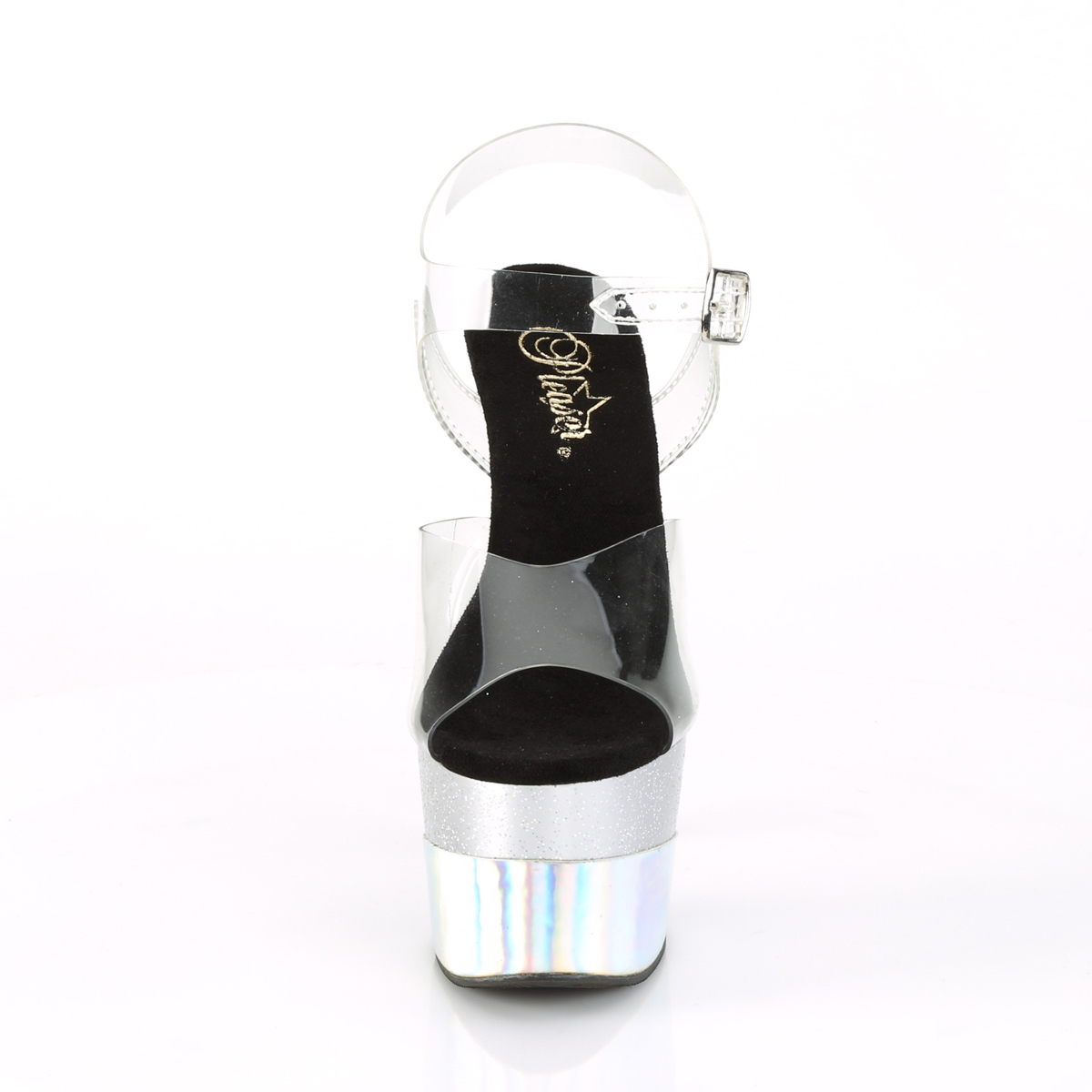 Pleaser Adore-708-2HGM C/SGHG - Przezroczyste sandały na wysokiej platformie