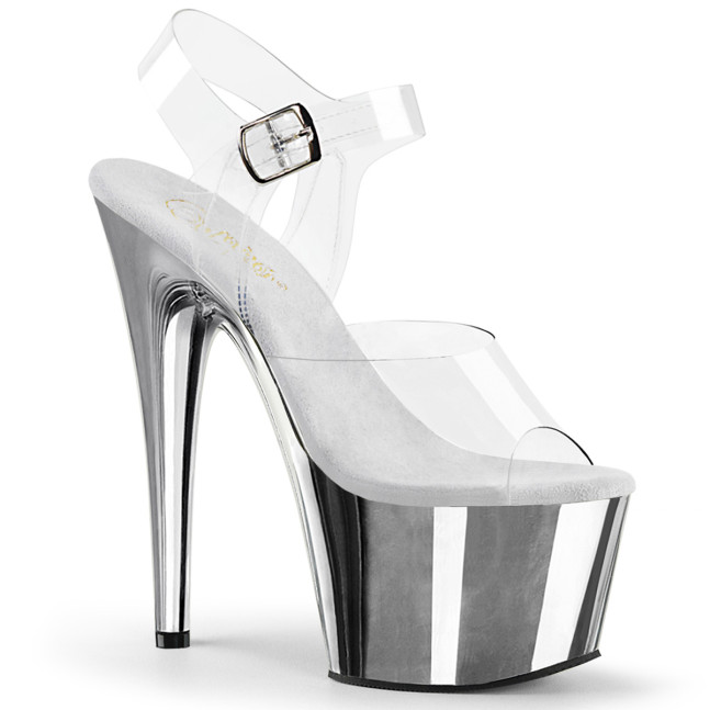 Pleaser Adore-708 C-M/SCH - Przezroczyste sandały na wysokiej platformie