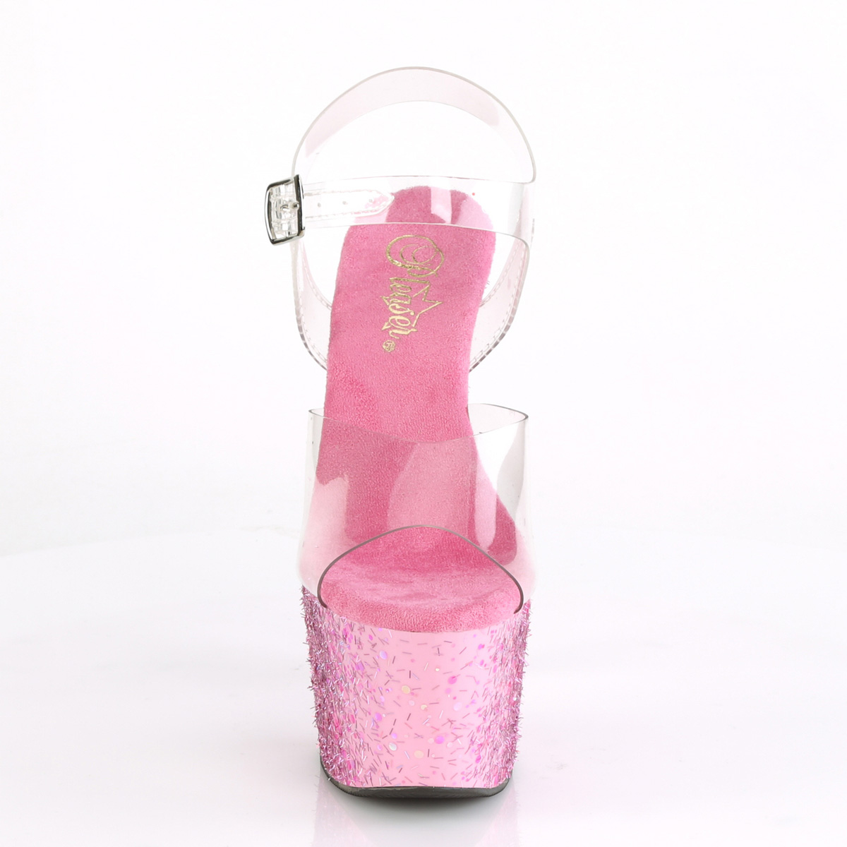 Pleaser Adore-708CF C/PN - Przezroczyste sandały na wysokiej platformie