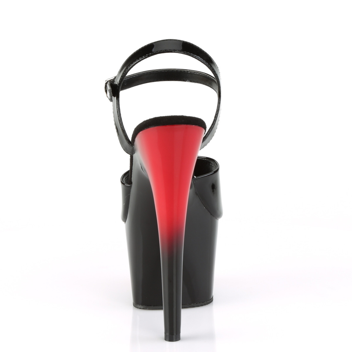 Pleaser Adore-709BR B/R-B - Błyszczące czarne sandały na wysokiej platformie