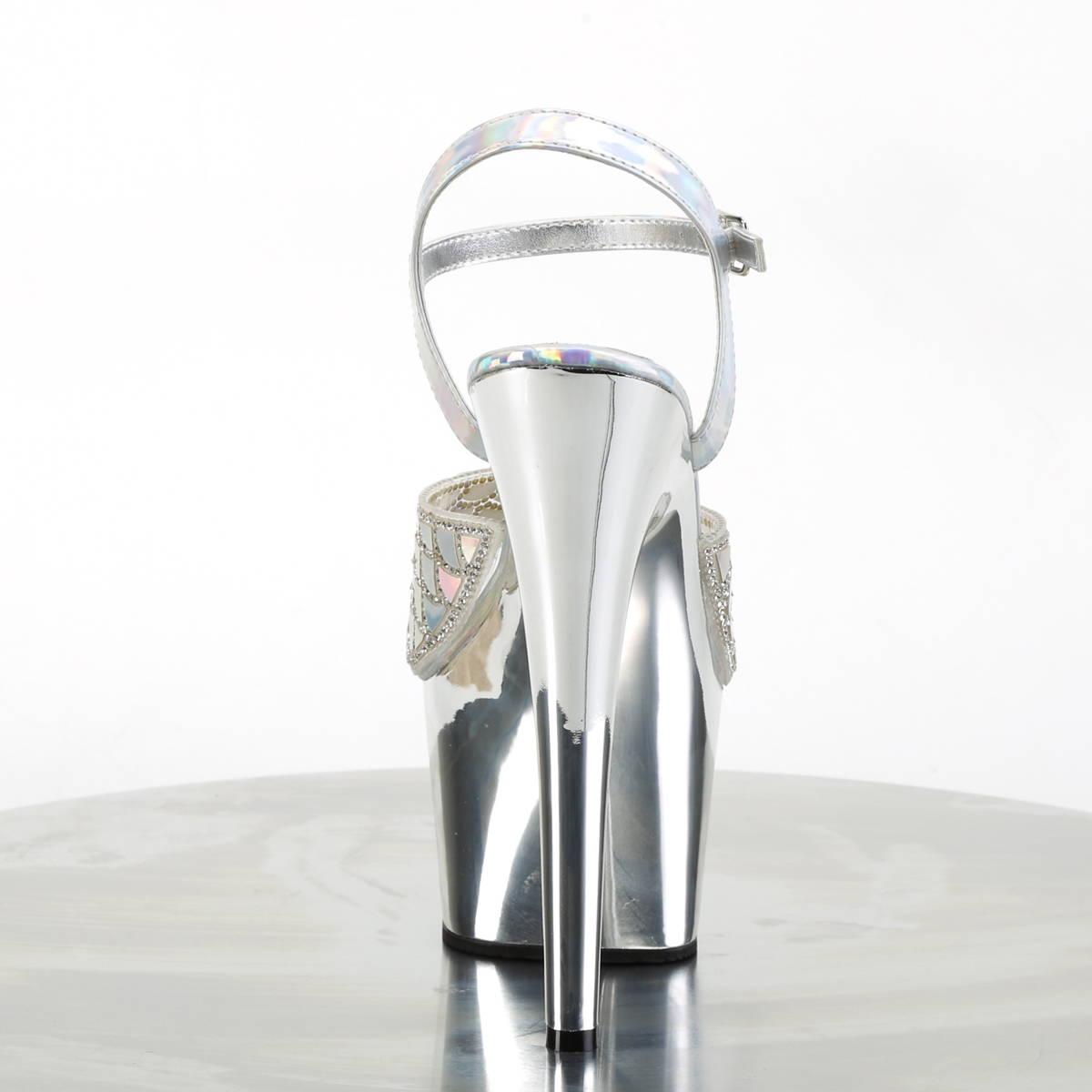 Pleaser Adore-709MMRS SHG/SCH - Srebrne sandały na wysokiej platformie