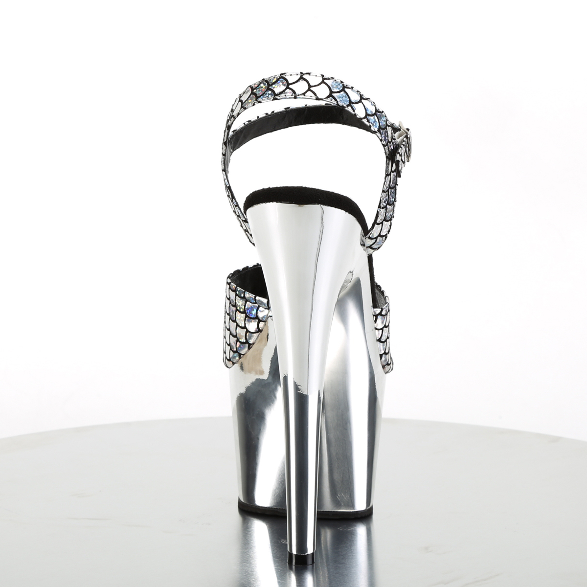 Pleaser Adore-709MSC SHG/SCH - Srebrne sandały na wysokiej platformie