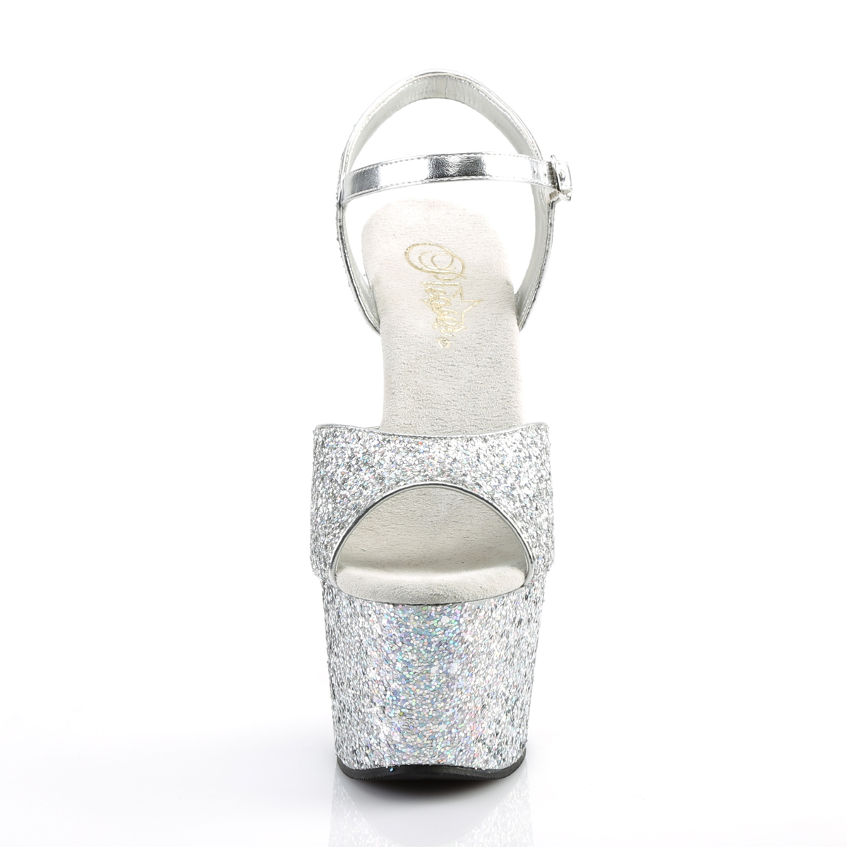 Pleaser Adore-710LG SG/M - Srebrne sandały na wysokiej platformie