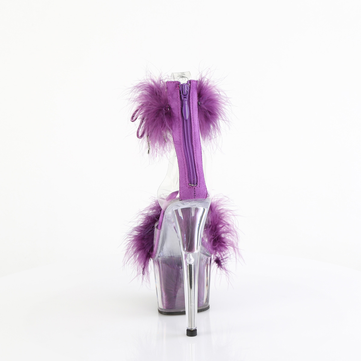 Pleaser Adore-724F C-PPFUR/M - Przezroczyste buty z paskiem nad kostką na wysokiej platformie