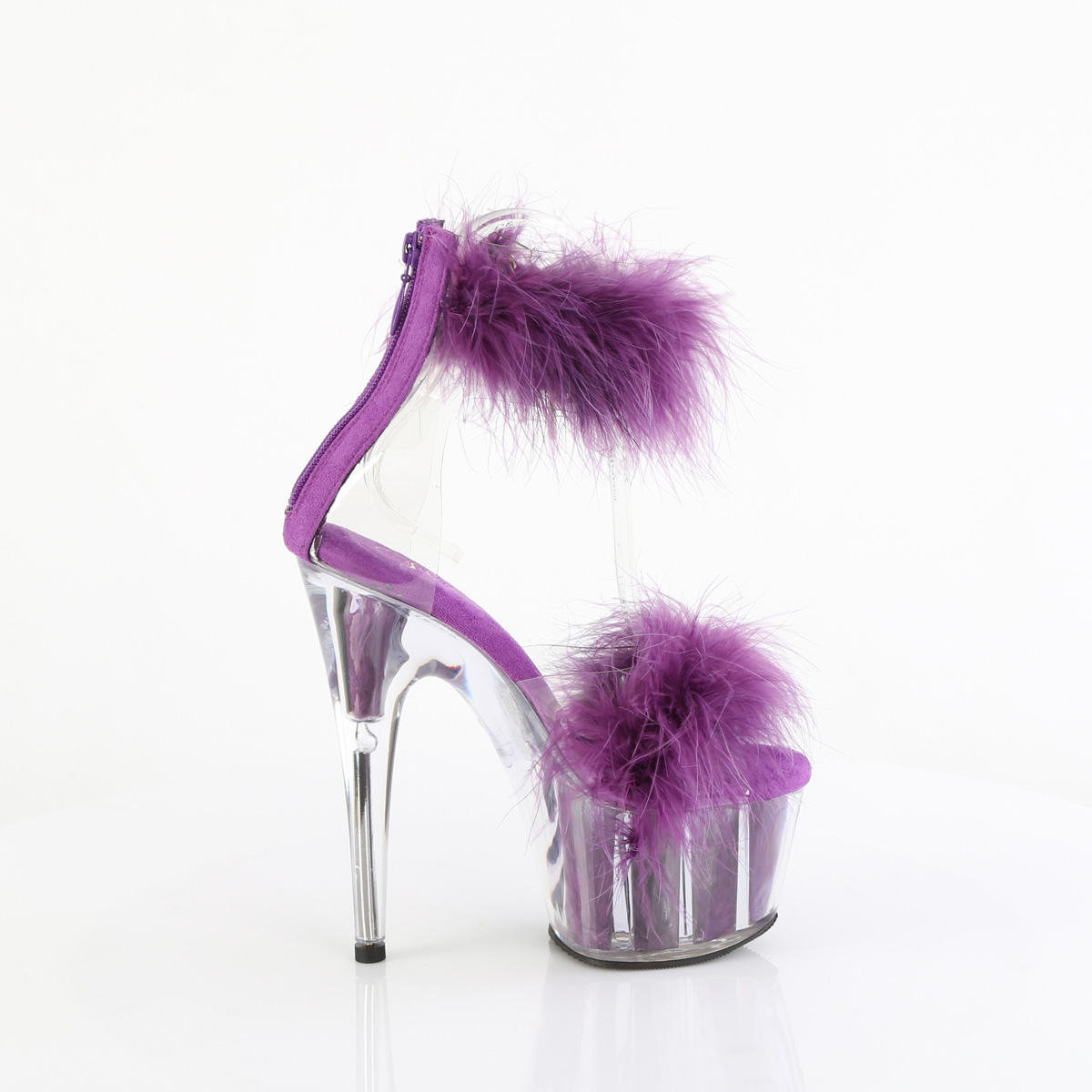 Pleaser Adore-724F C-PPFUR/M - Przezroczyste buty z paskiem nad kostką na wysokiej platformie