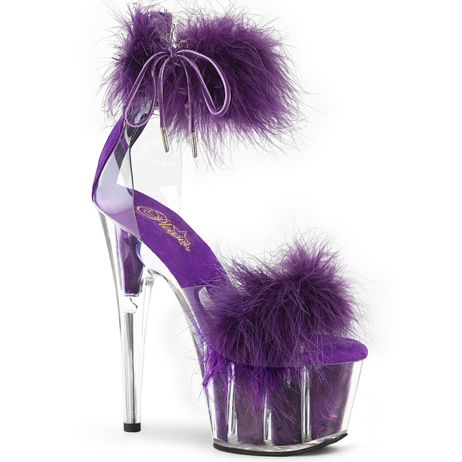 Pleaser Adore-724F C-PPFUR/M - Przezroczyste buty z paskiem nad kostką na wysokiej platformie