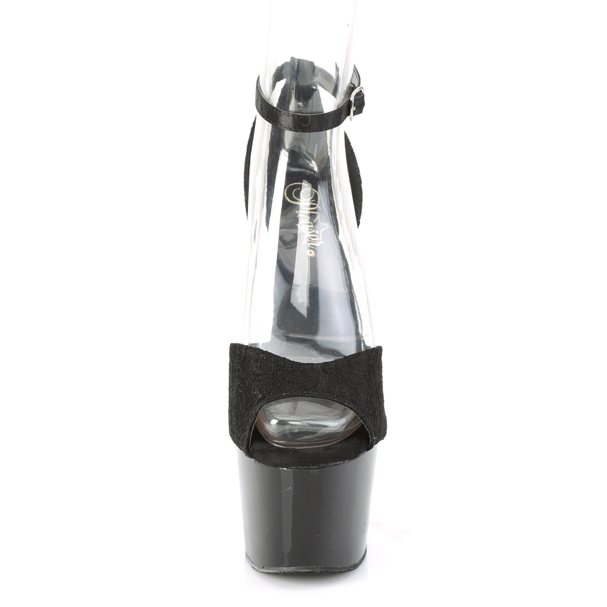 Pleaser Adore-768 BSA-BLC/M - Czarne buty z paskiem nad kostką na wysokiej platformie