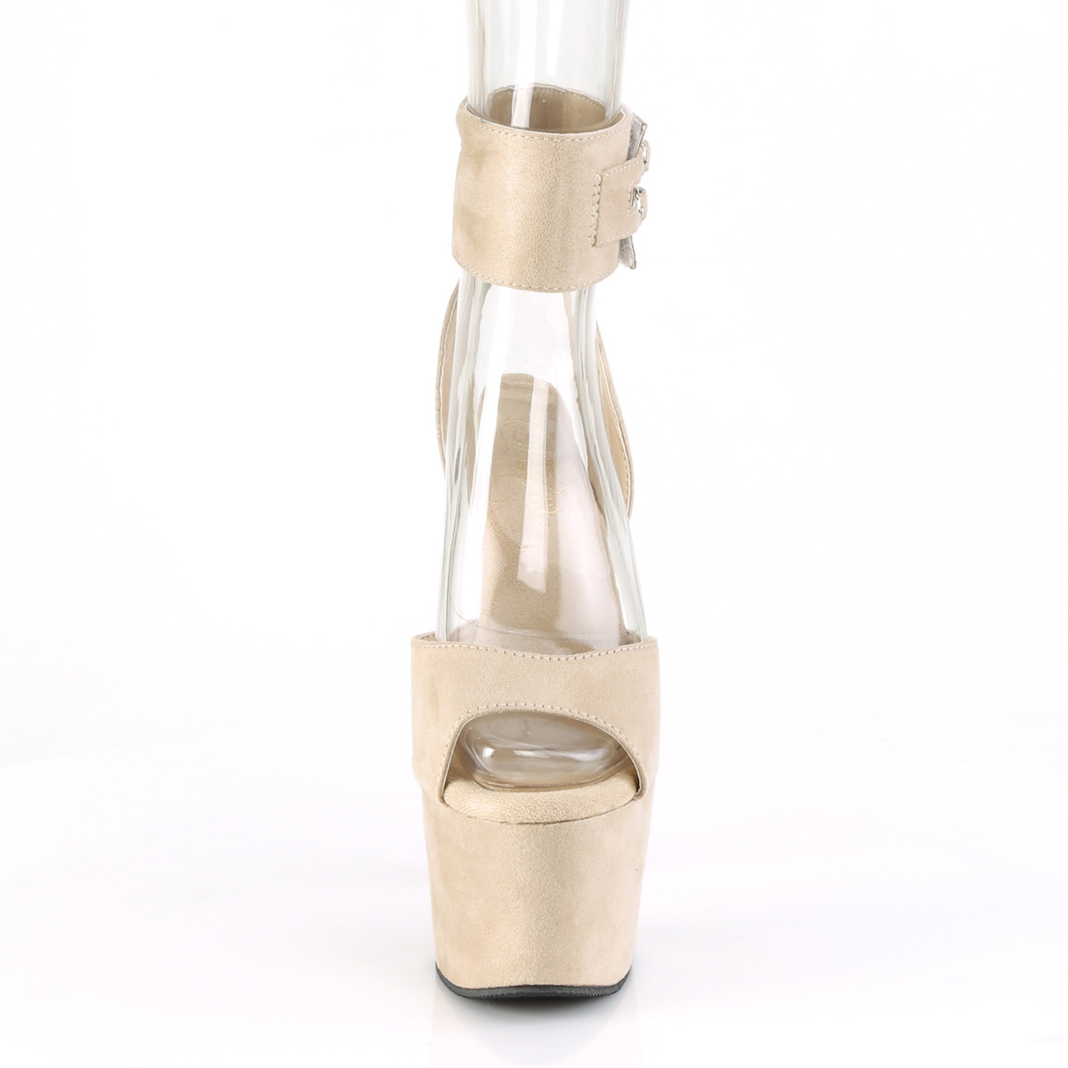 Pleaser Adore-791FS BEFS/M - Beżowe buty z paskiem nad kostką na wysokiej platformie