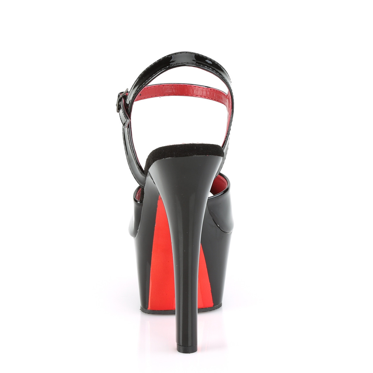 Pleaser Aspire-609TT B/B-RCH - Błyszczące czarne sandały z platformą na platformie z wysokimi obcasami