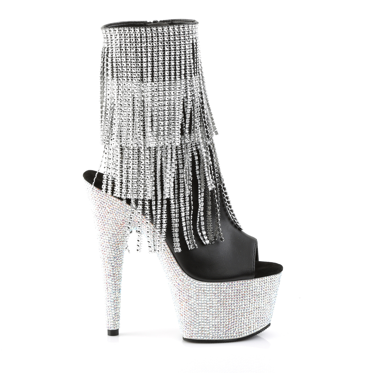 Pleaser Bejeweled-1024RSF-7 BPU/SRS - Czarne buty za kostkę na wysokiej platformie