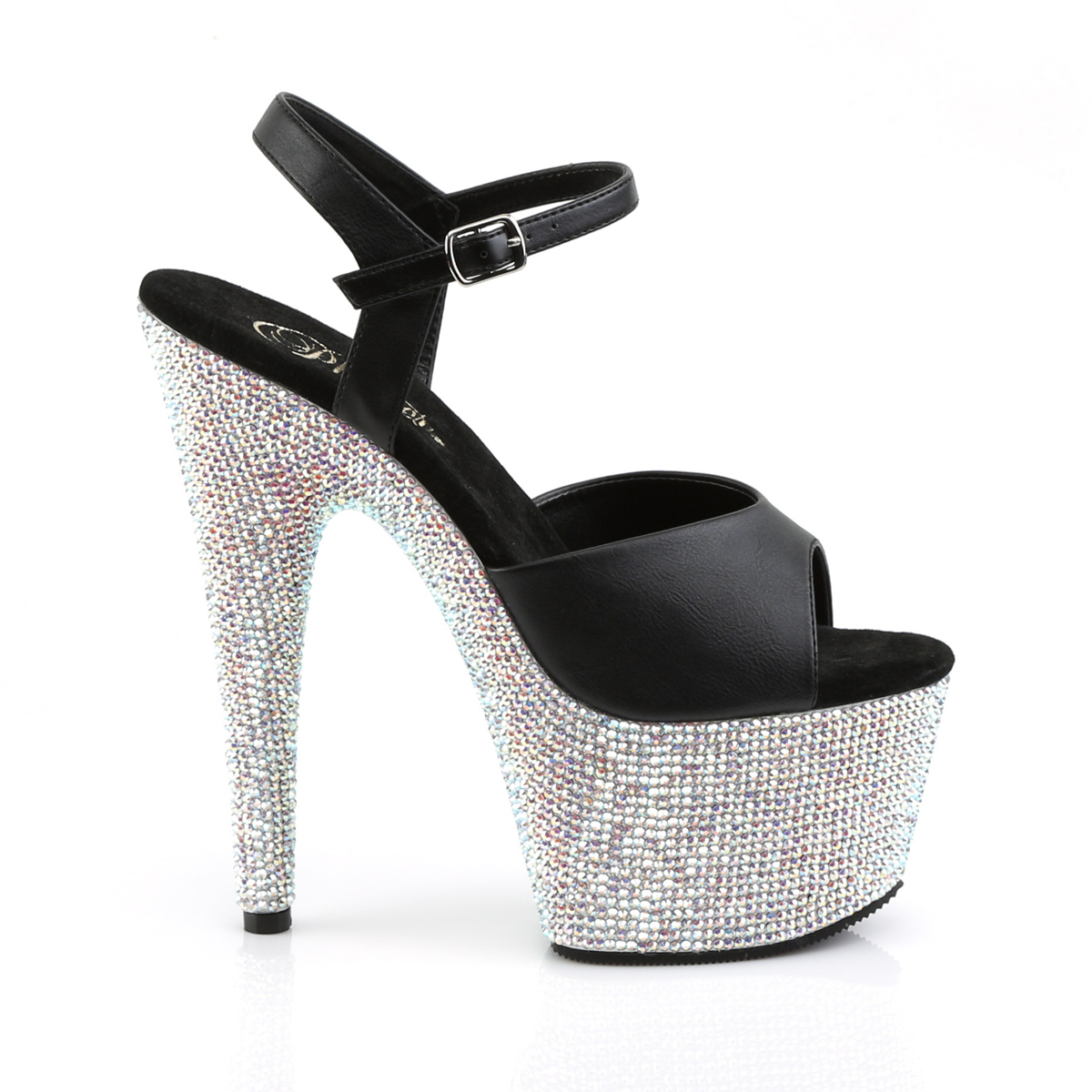 Pleaser Bejeweled-709DM BPU/SMRS - Czarne sandały na wysokiej platformie