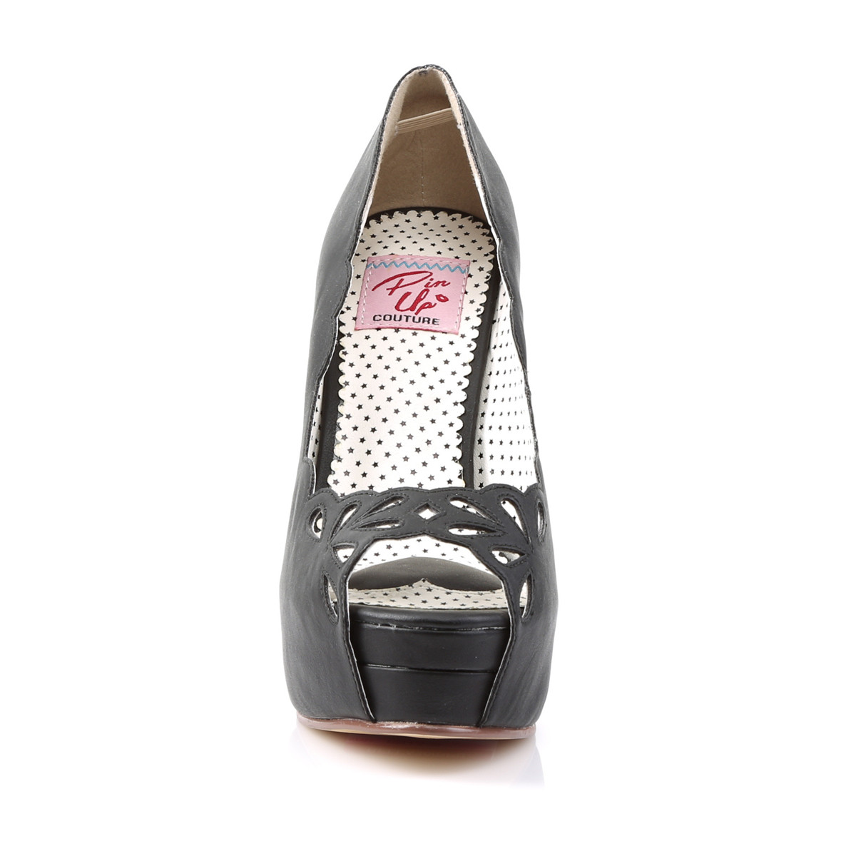 Pin Up Couture Bella-30 BPU - Czarne czółenka z odkrytymi palcami na platformie z wysokimi obcasami