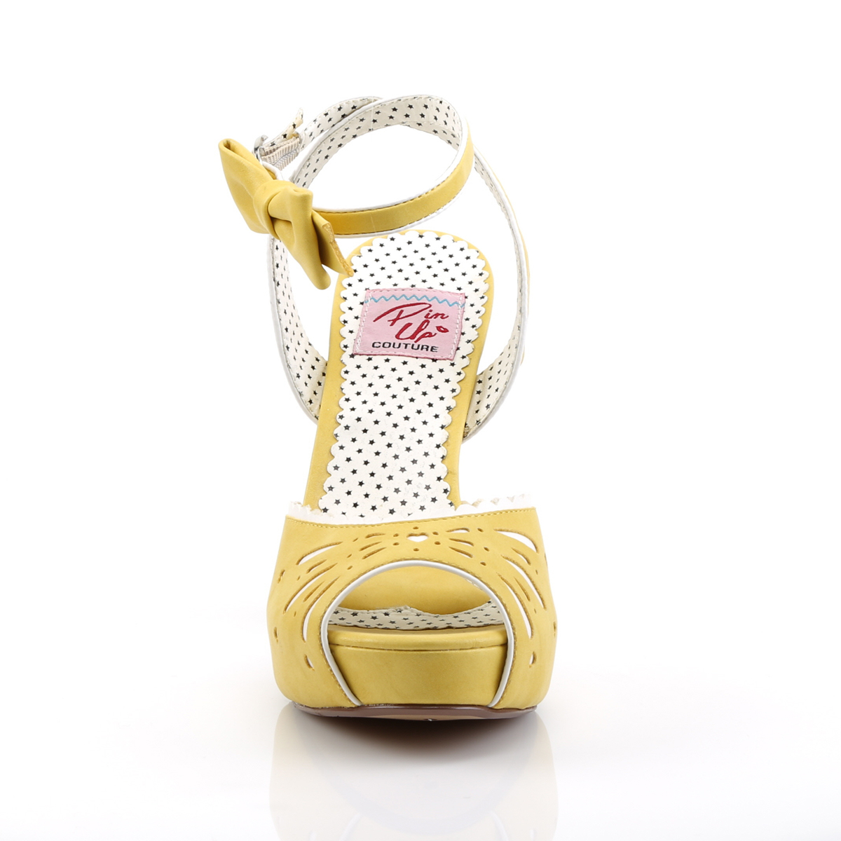 Pin Up Couture Bettie-01 YLPU - Żółte sandały z platformą na obcasie