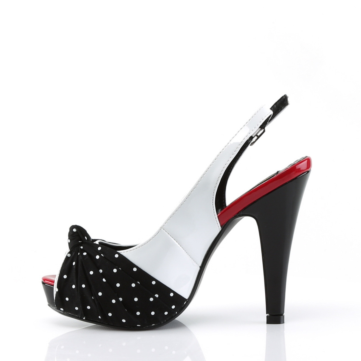 Pin Up Couture Bettie-09 W-BF - Błyszczące białe czółenka z odkrytymi palcami i wolną piętą