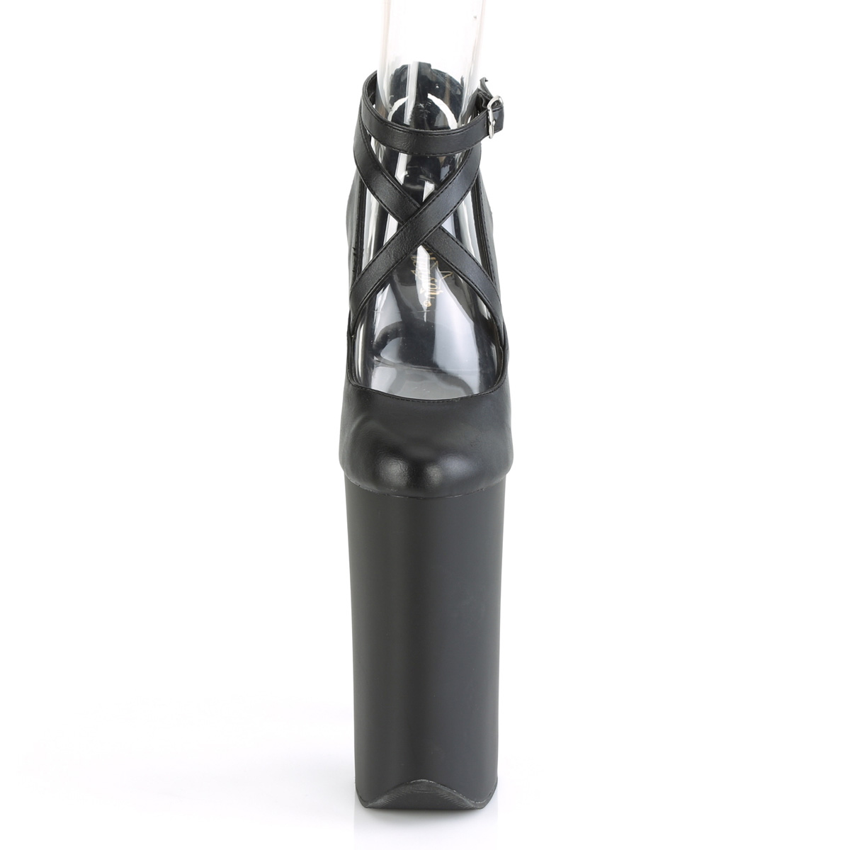 Pleaser Beyond-087 BPU/M - Czarne czółenka z paskami na wysokiej platformie