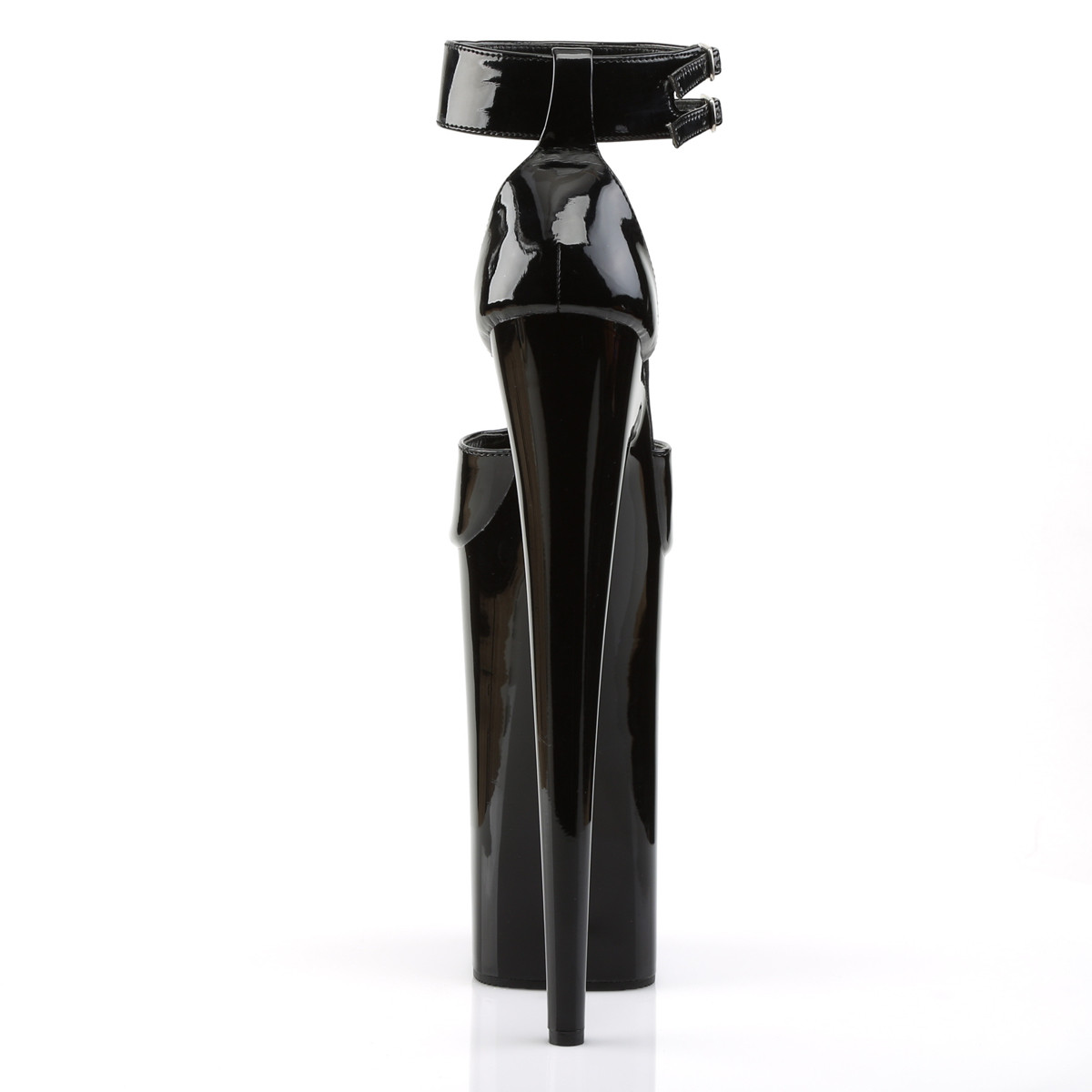 Pleaser Beyond-089 B/M - Błyszczące czarne buty z paskiem nad kostką na wysokiej platformie