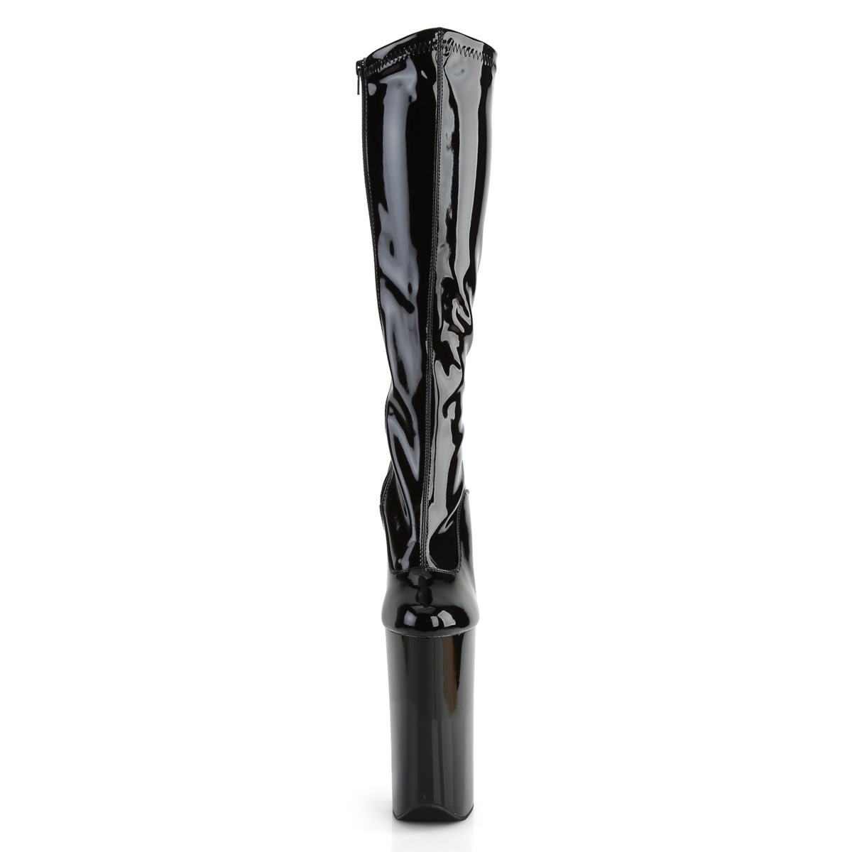 Pleaser Beyond-2000 B/M - Błyszczące czarne kozaki na wysokiej platformie