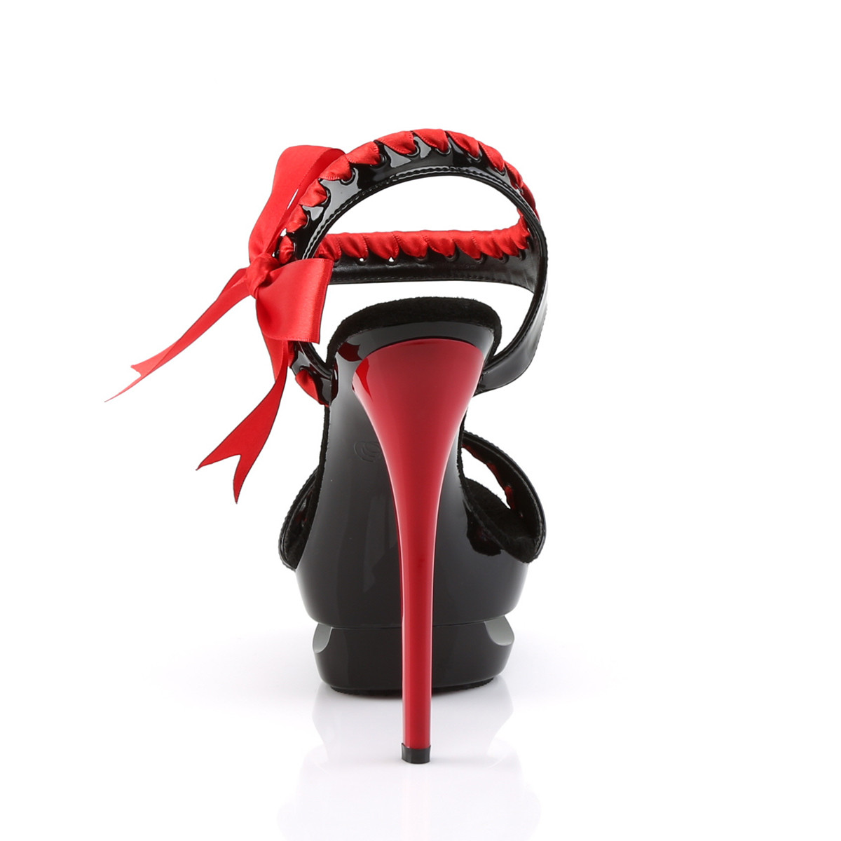 Pleaser Blondie-615 B-R/M - Błyszczące czarne sandały z platformą na platformie z wysokimi obcasami