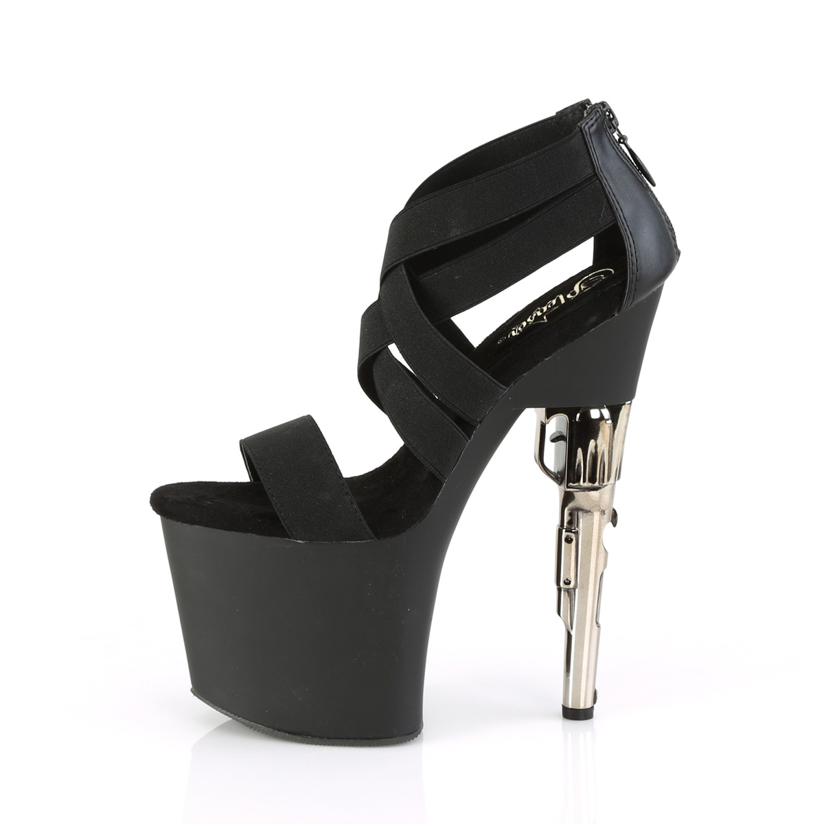 Pleaser Bondgirl-769 BELS-PU/M - Czarne sandały na wysokiej platformie