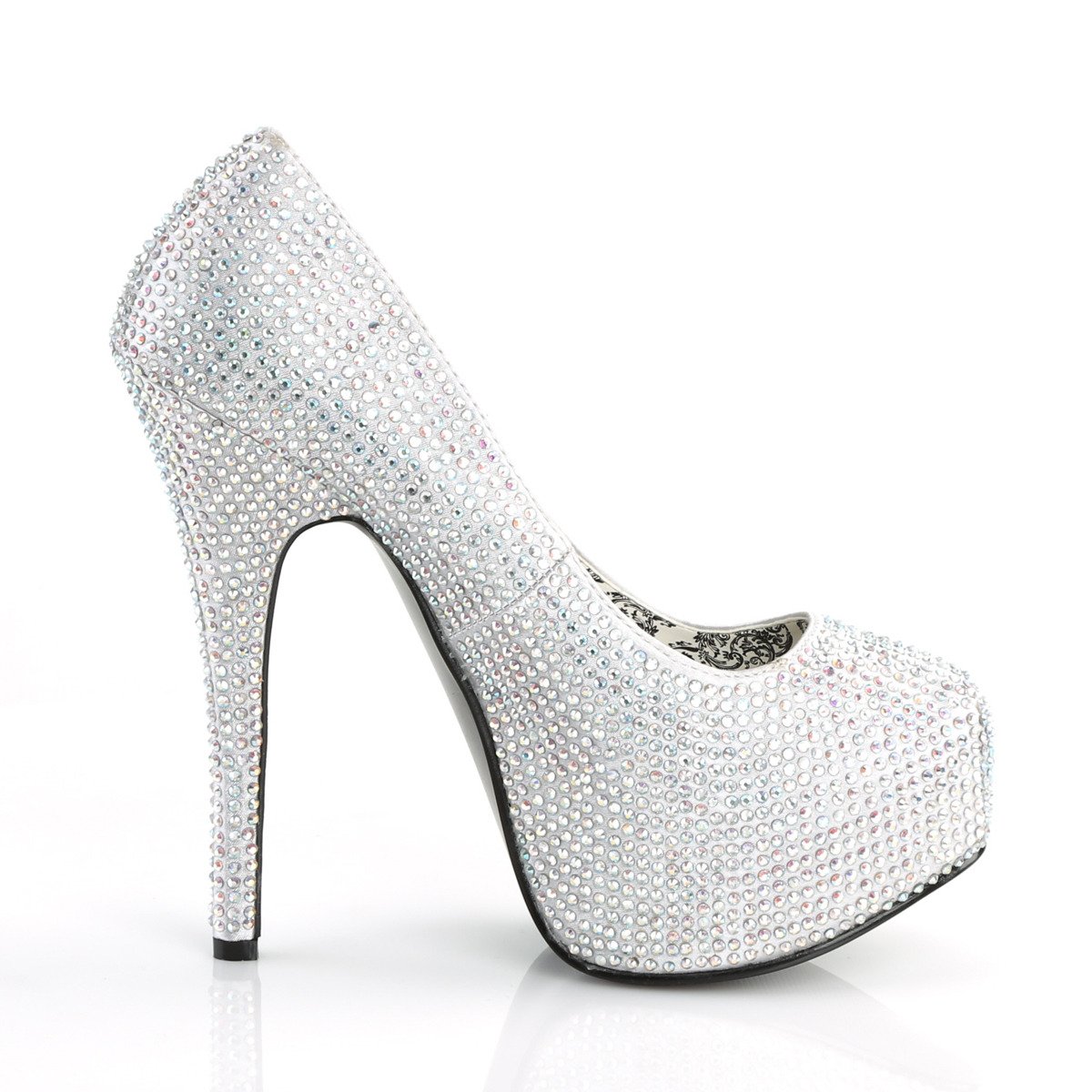 Bordello Teeze-06R SSA-IRIDRS - Srebrne czółenka na platformie z wysokimi obcasami