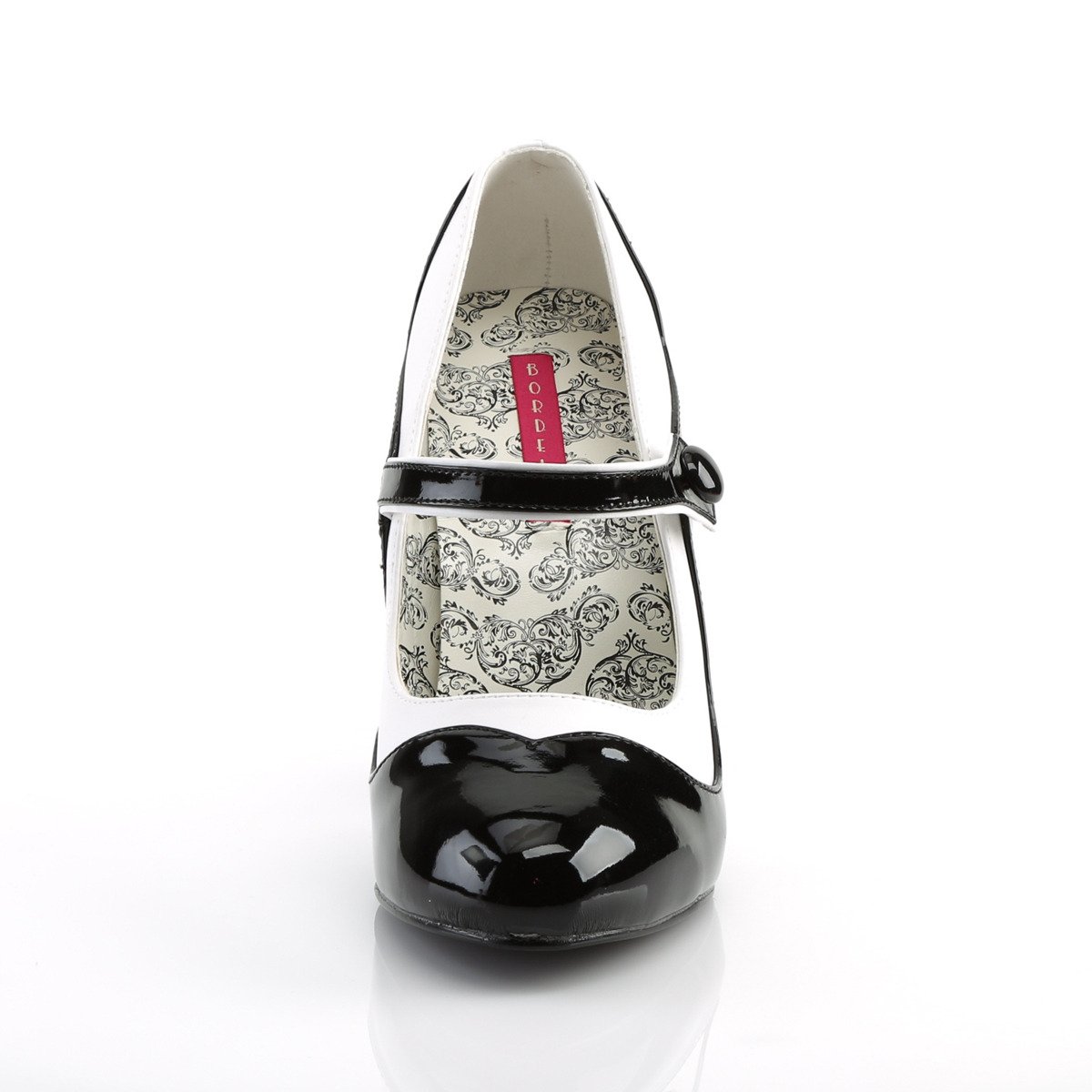 Bordello Tempt-07 BW/PU - Czarne czółenka z paskami na wysokim obcasie