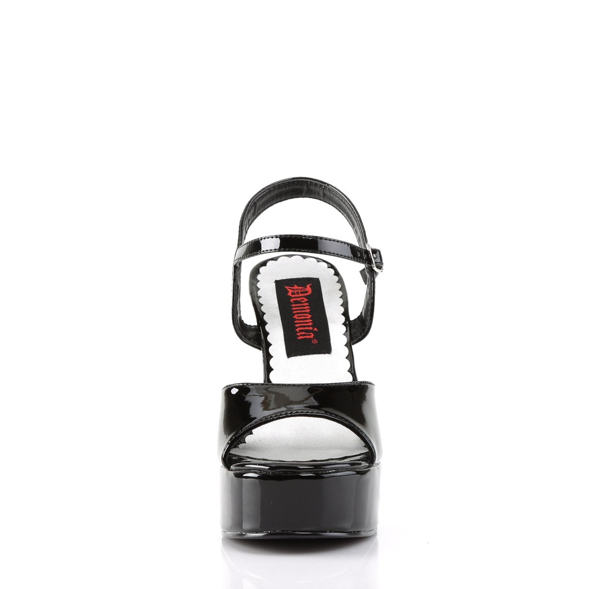 Demonia Dolly-09 B - Błyszczące czarne sandały z platformą na platformie z wysokimi obcasami
