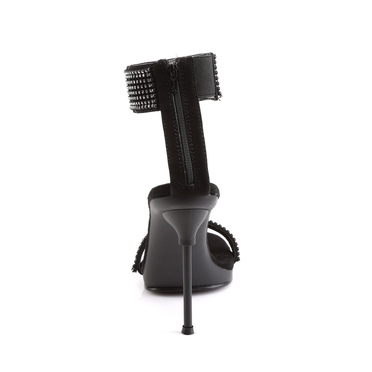 Fabulicious Chic-40 B/NB - Czarne buty z paskiem nad kostką na wysokim obcasie