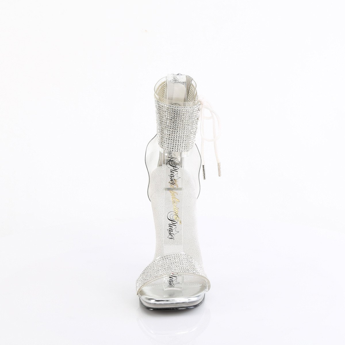 Fabulicious Chic-47 C-S/C - Przezroczyste buty z paskiem nad kostką na wysokim obcasie