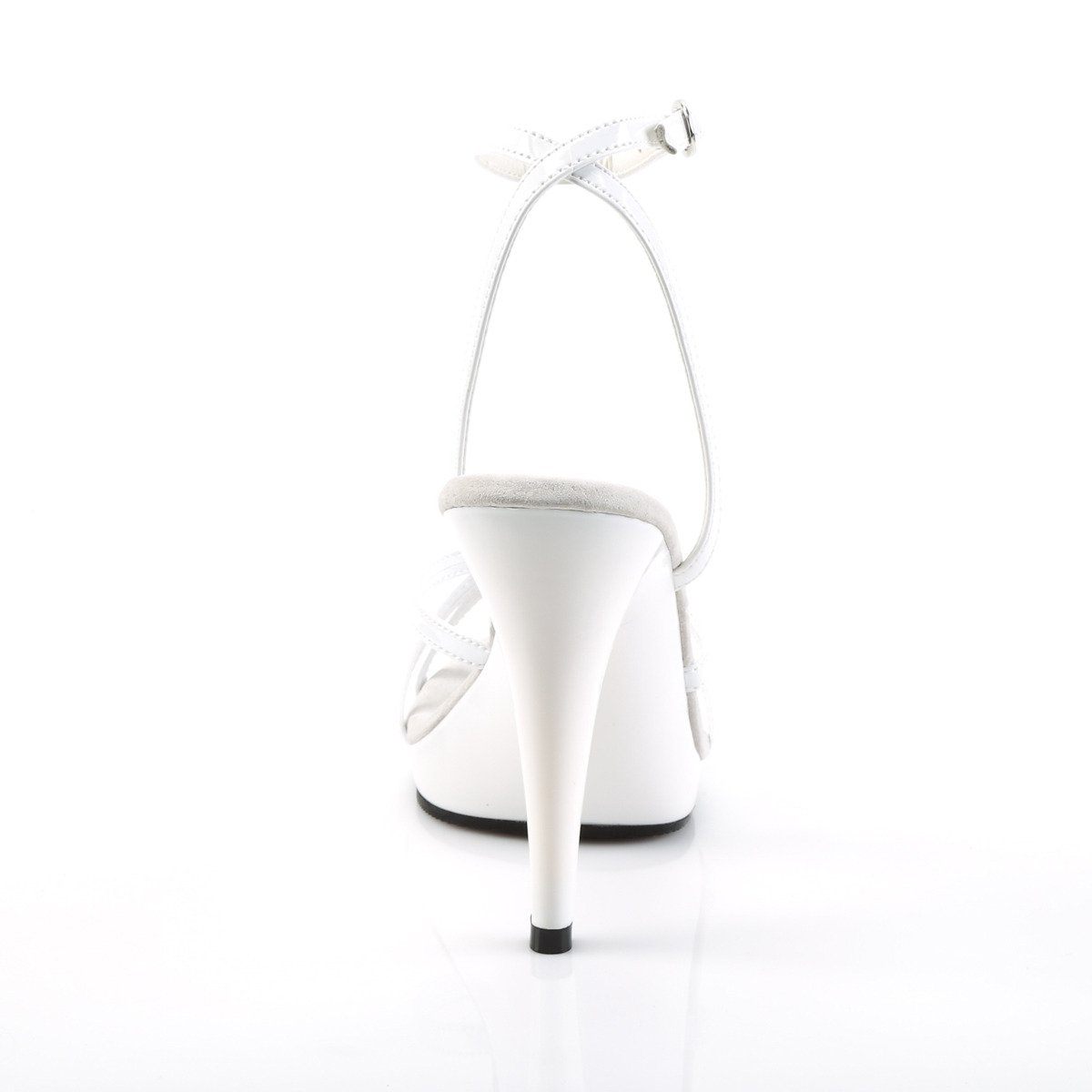 Fabulicious Flair-436 W/M - Błyszczące białe sandały na wysokim obcasie