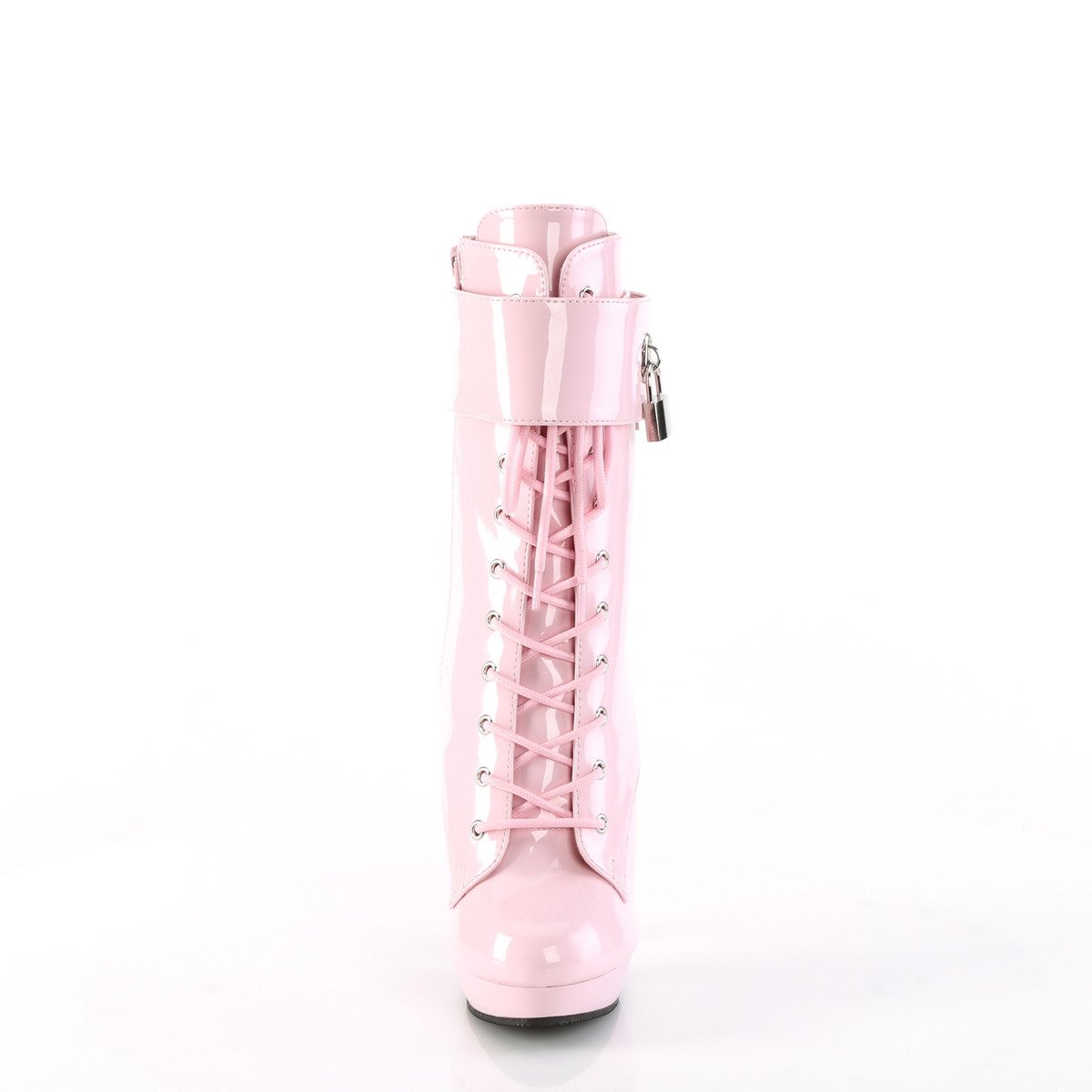 Fabulicious Sultry-1023 BP/M - Błyszczące różowe buty za kostkę na wysokim obcasie