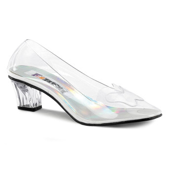 Funtasma Crystal-103 C - Przezroczyste czółenka z szerokimi obcasami