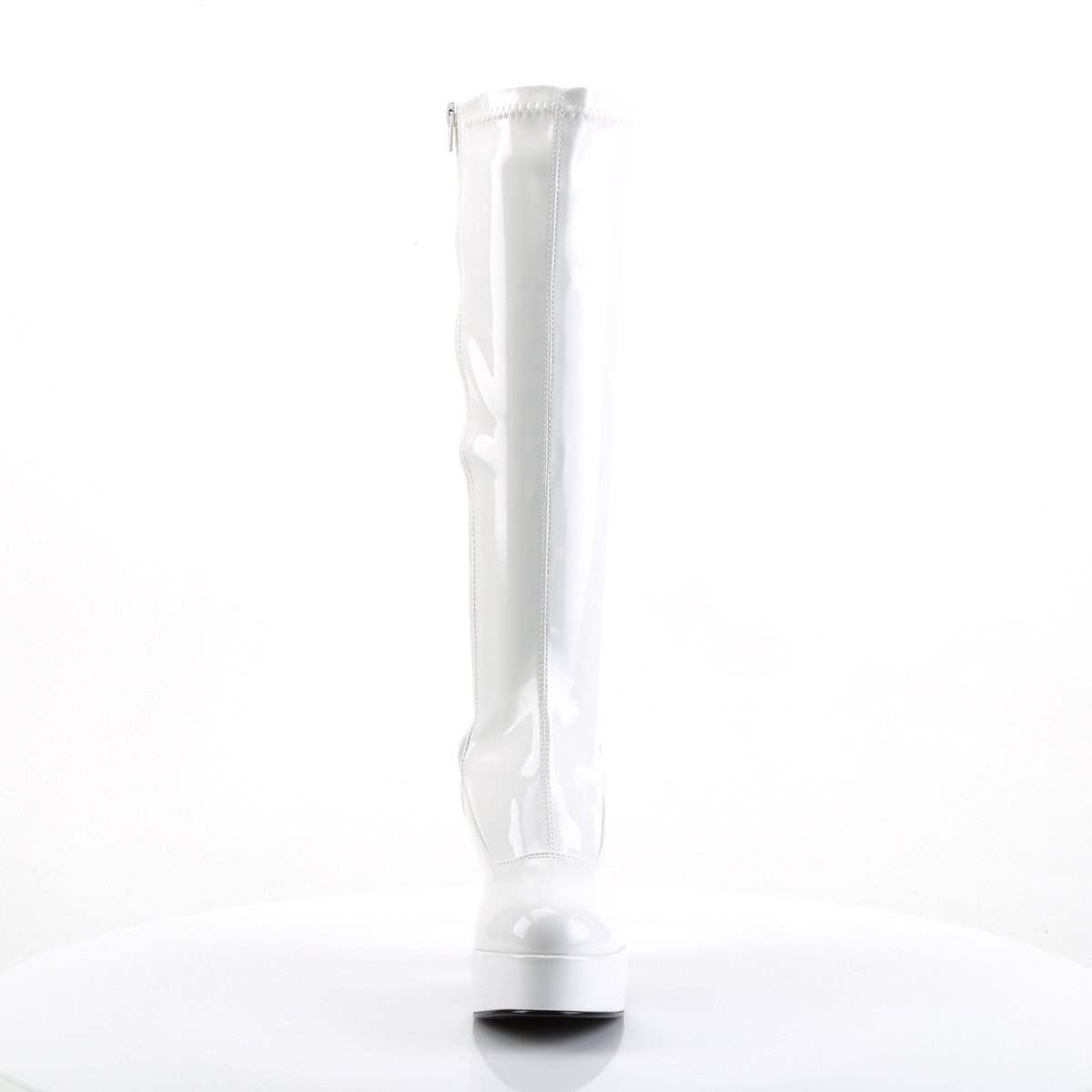 Funtasma Exotica-2000 W - Błyszczące białe kozaki na platformie z wysokimi obcasami