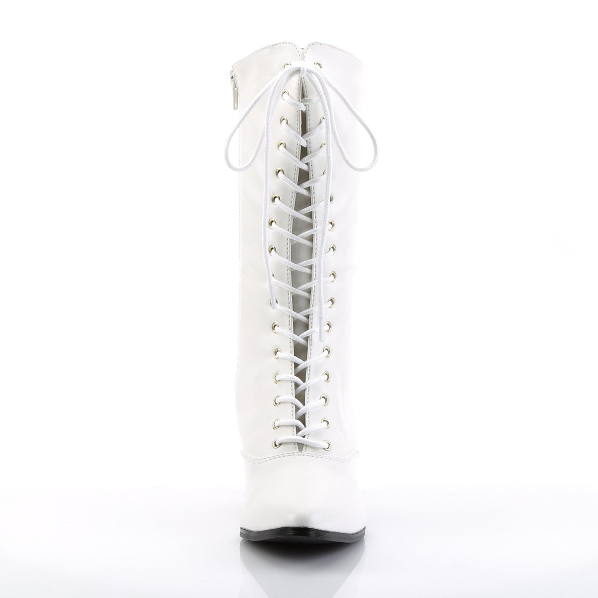 Funtasma Victorian-120 W/PU - Białe wiktoriańskie botki z szerokimi obcasami