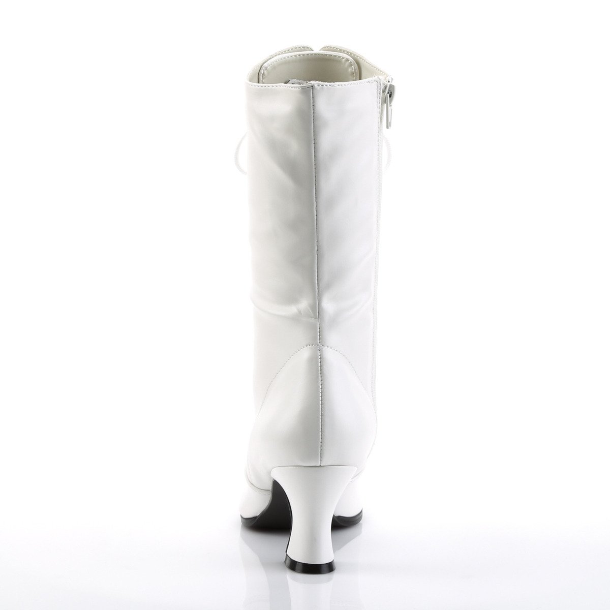 Funtasma Victorian-120 W/PU - Białe wiktoriańskie botki z szerokimi obcasami