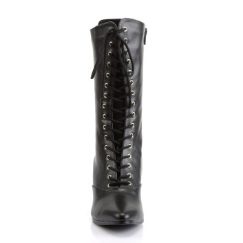 Funtasma Victorian-120 B/PU - Czarne wiktoriańskie botki z szerokimi obcasami