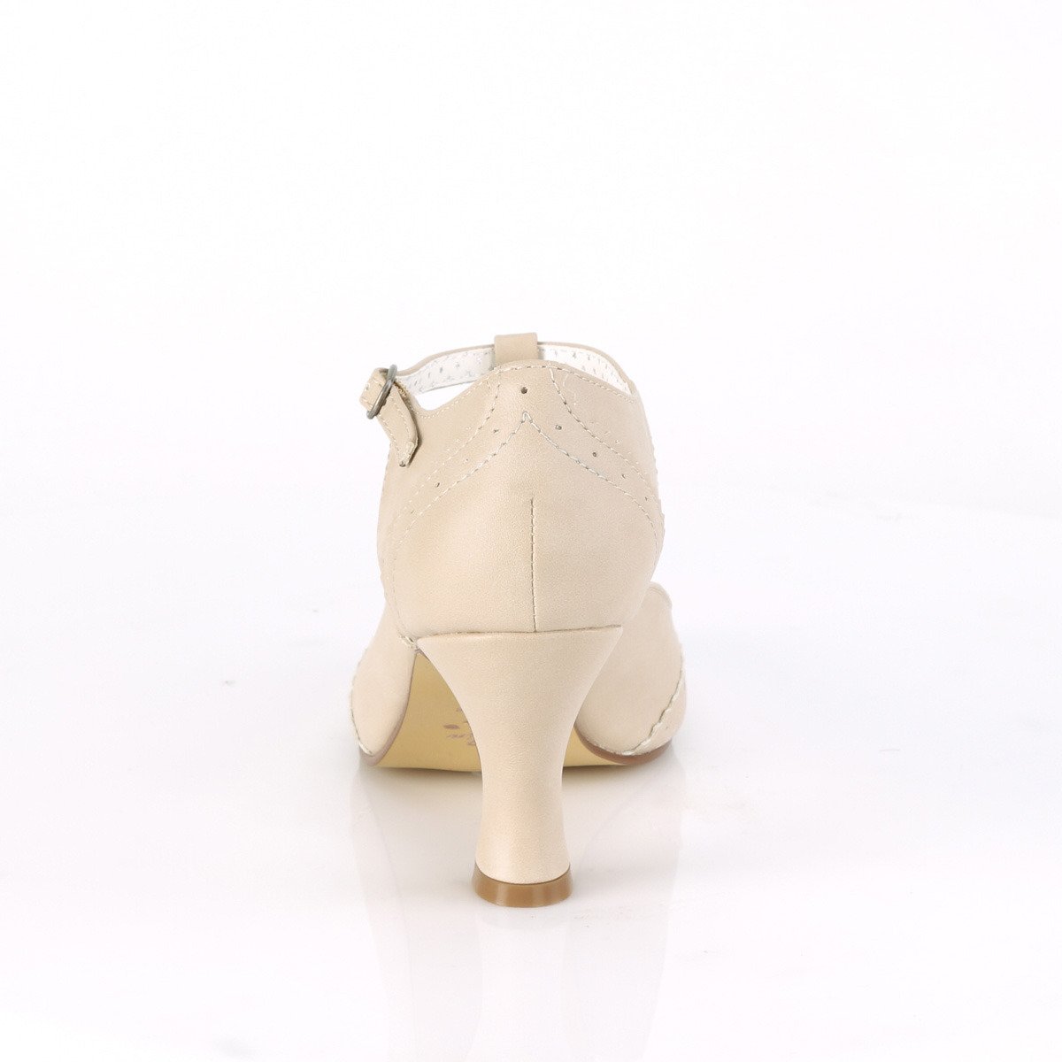 Pin Up Couture Flapper-26 CRPU - Beżowe czółenka z paskami z szerokimi obcasami