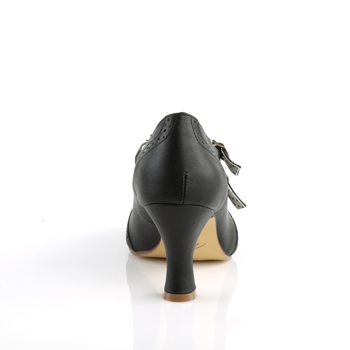 Pin Up Couture Flapper-35 BPU - Czarne czółenka z paskami z szerokimi obcasami