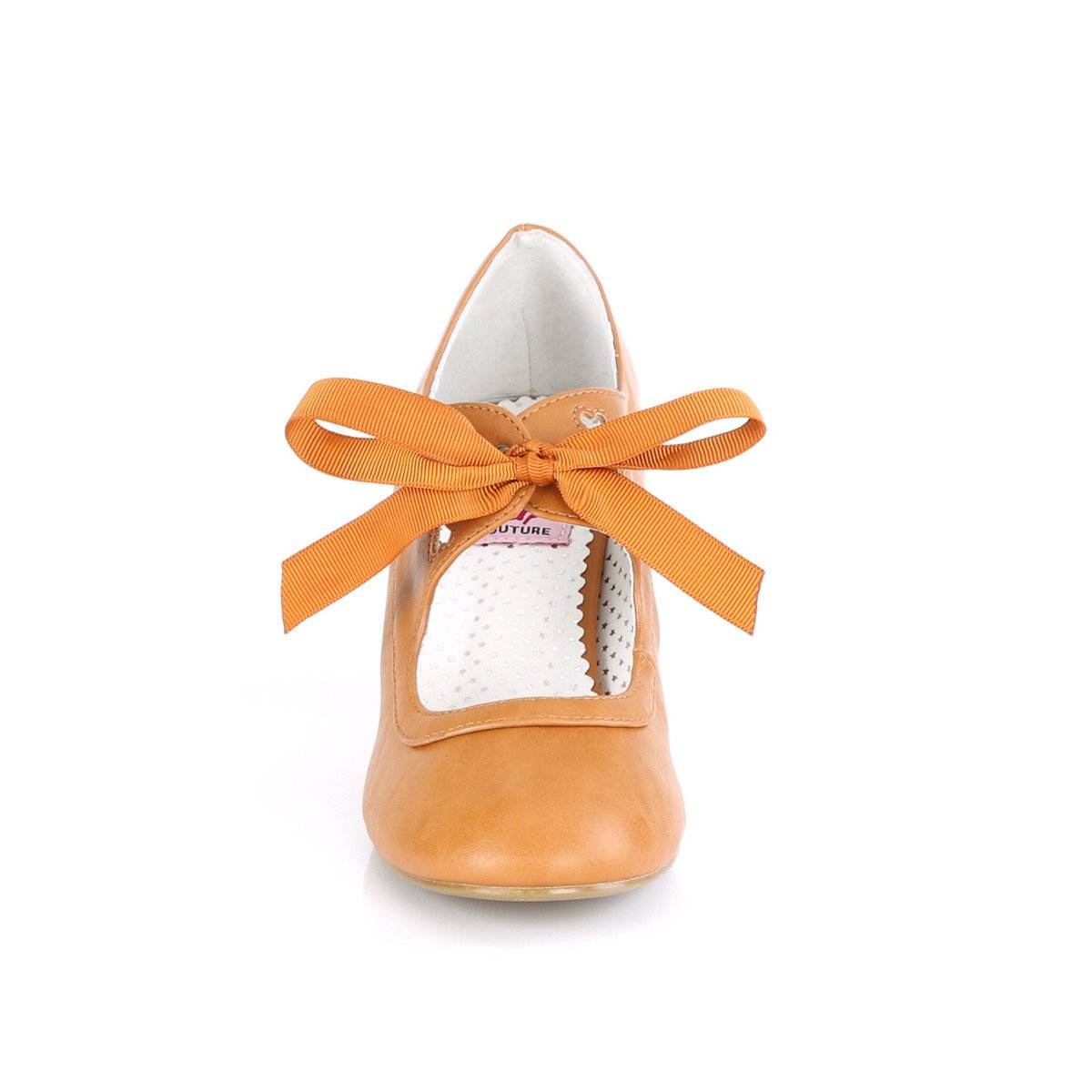 Pin Up Couture Wiggle-32 CLPU - Brązowe czółenka z paskami z szerokimi obcasami