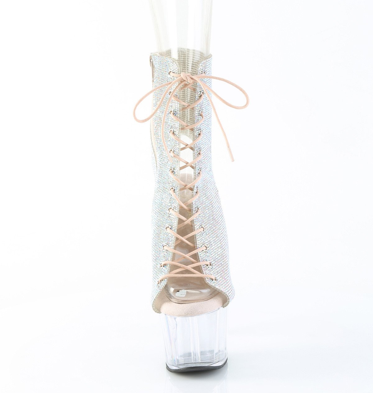 Pleaser Adore-1016C-RS SRS/C - Białe botki z odkrytymi palcami na wysokiej platformie